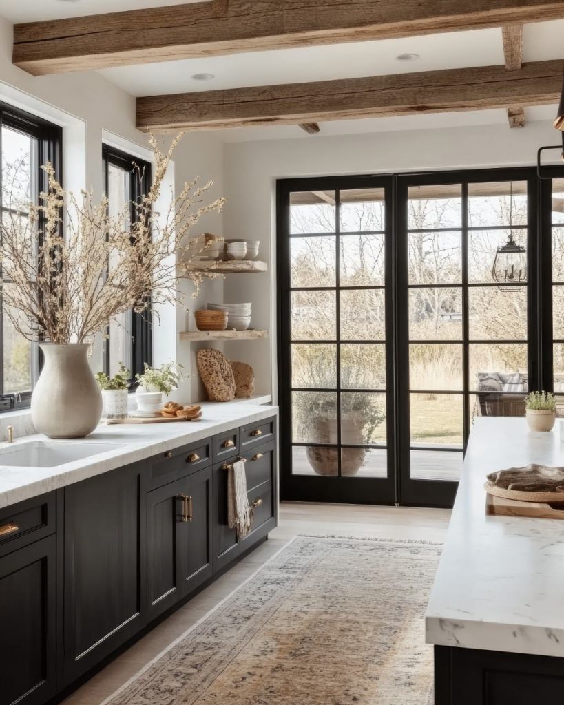 Buyers Dream Modern Rustic Kitchen with Black Cabinetry and Vaulted Beams.jpg