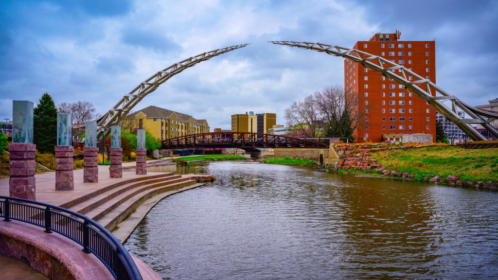 Downtown Riverside Park with Modern Arched Sculpture Pedestrian Bridge and City Walkway.jpg